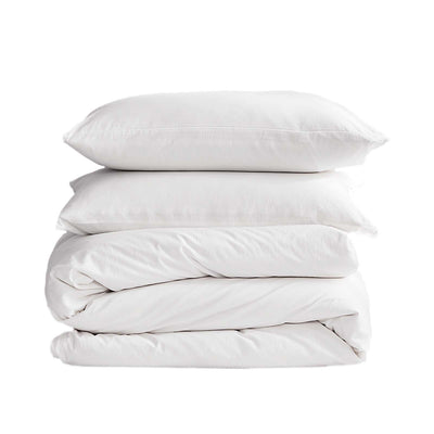 Cosy Club Washed Cotton Quilt Set White Double