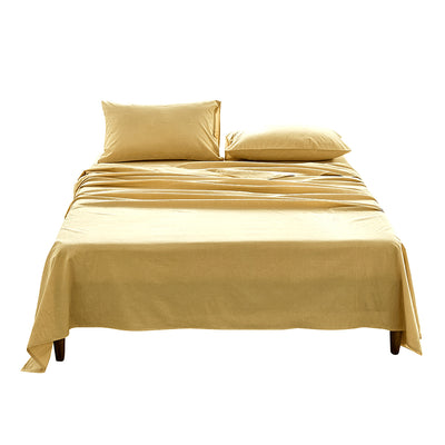 Cosy Club Washed Cotton Sheet Set Yellow Double