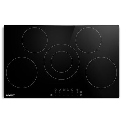 Devanti 90cm Ceramic Cooktop Electric Cook Top 5 Burner Stove Hob Touch Control 6-Zones