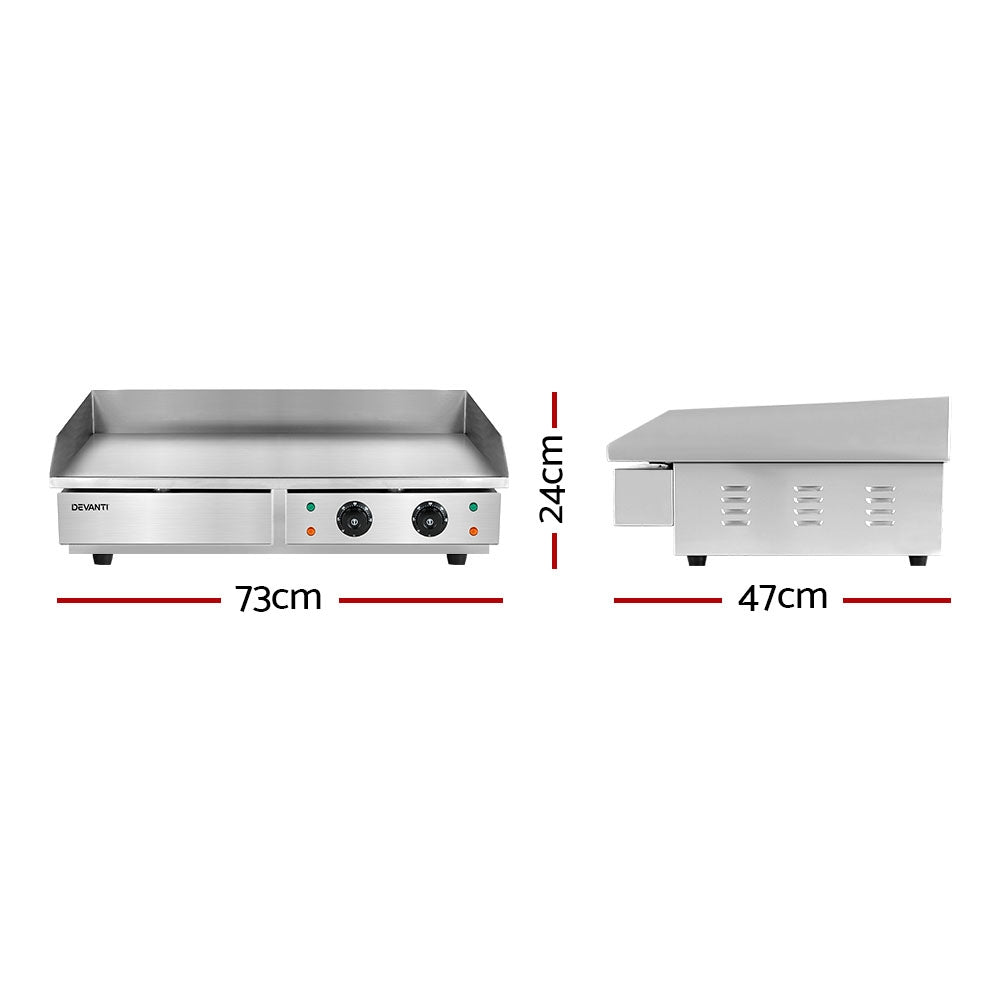 Devanti Commercial Electric Griddle BBQ Grill Hot Plate Stainless Steel 4400W