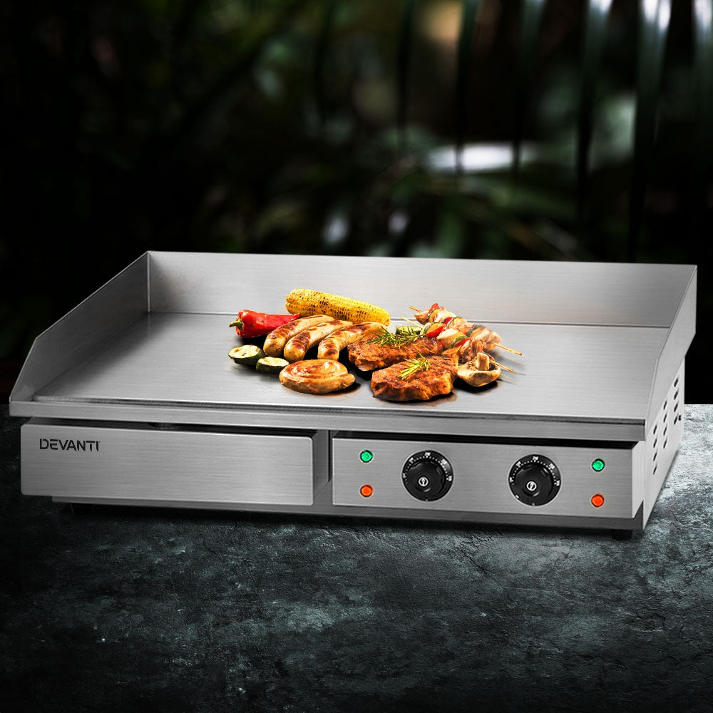 Devanti Commercial Electric Griddle BBQ Grill Hot Plate Stainless Steel 4400W