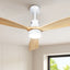 Devanti 52'' Ceiling Fan DC Motor LED Light Remote - Light Wood