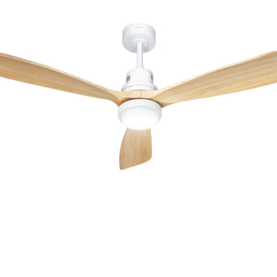 Devanti 52'' Ceiling Fan DC Motor LED Light Remote - Light Wood