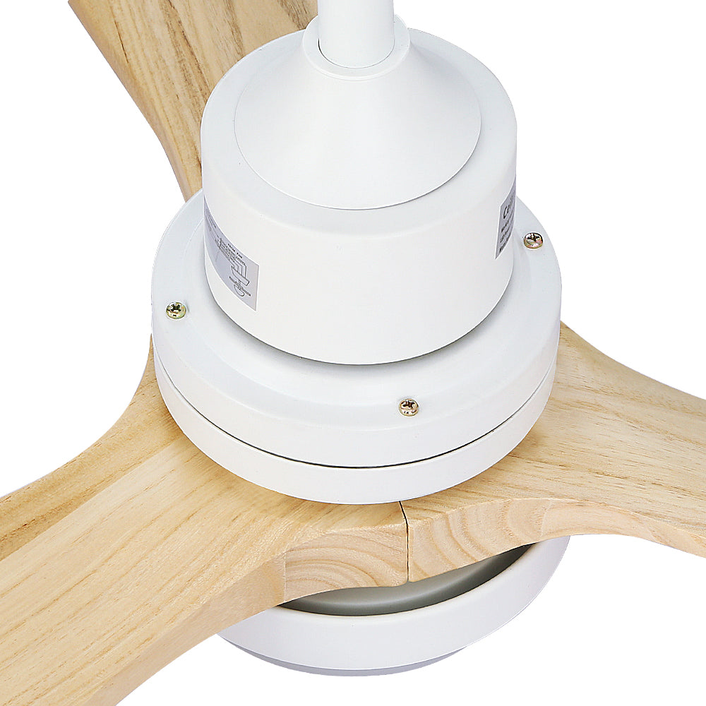Devanti 52'' Ceiling Fan DC Motor LED Light Remote - Light Wood