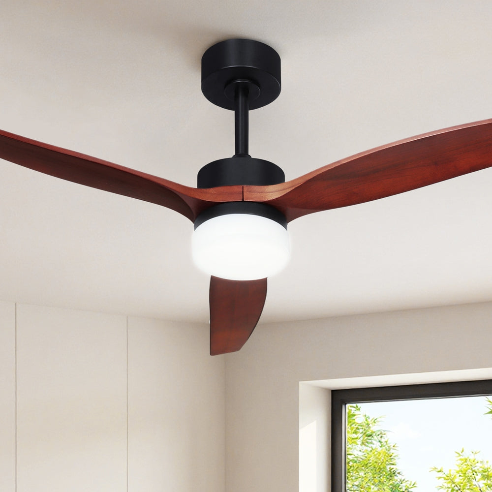 Devanti 52'' Ceiling Fan DC Motor 3 Blades w/Light - Dark Wood