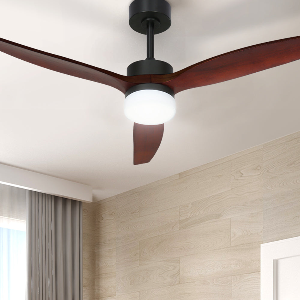 Devanti 52'' Ceiling Fan DC Motor 3 Blades w/Light - Dark Wood