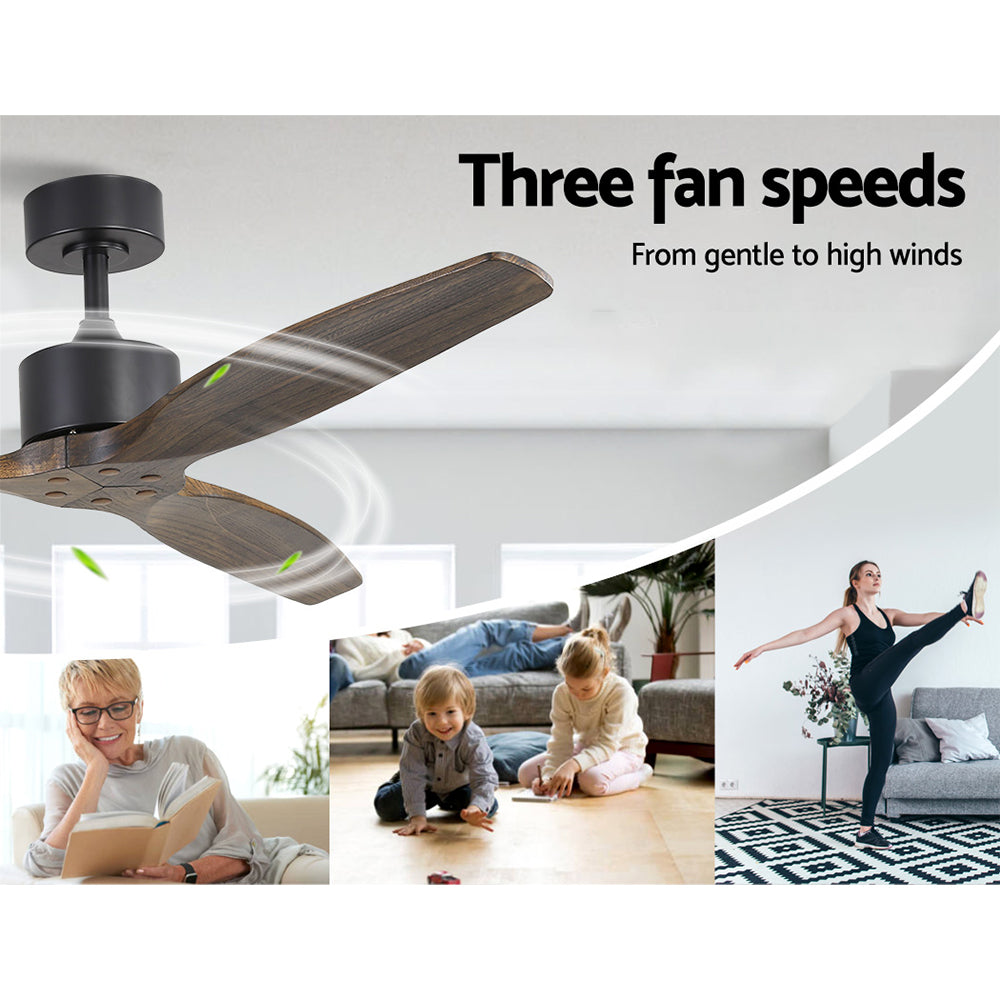 Devanti 52'' Ceiling Fan With Remote Control Fans 3 Wooden Blades Timer 1300mm