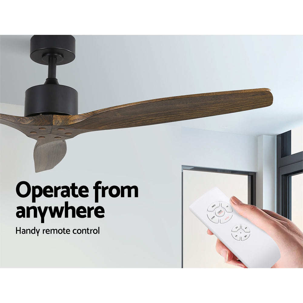 Devanti 52'' Ceiling Fan With Remote Control Fans 3 Wooden Blades Timer 1300mm