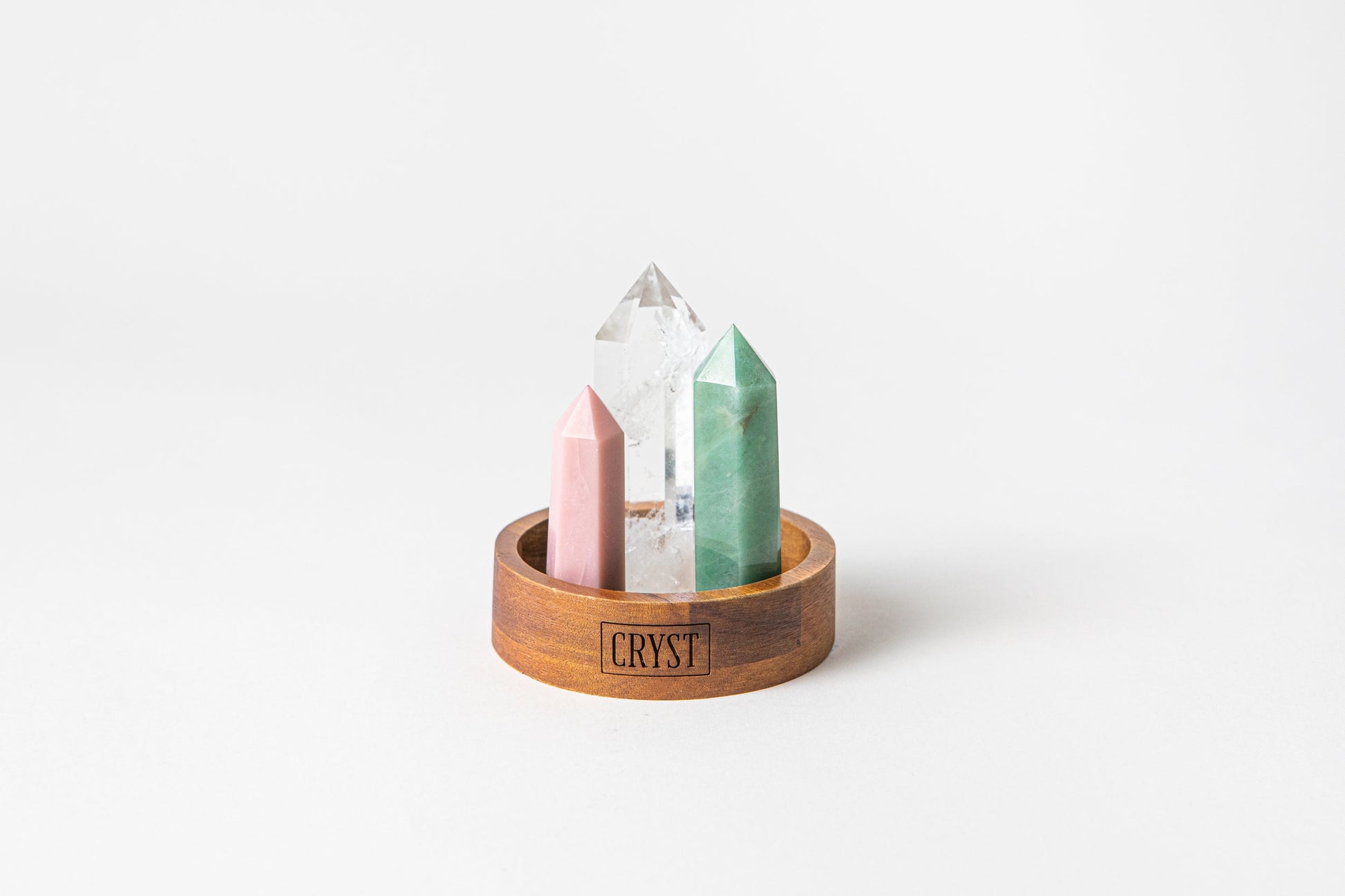 Calming + Healing Crystal Trio - Green Aventurine, Rose Quartz + Clear Quartz