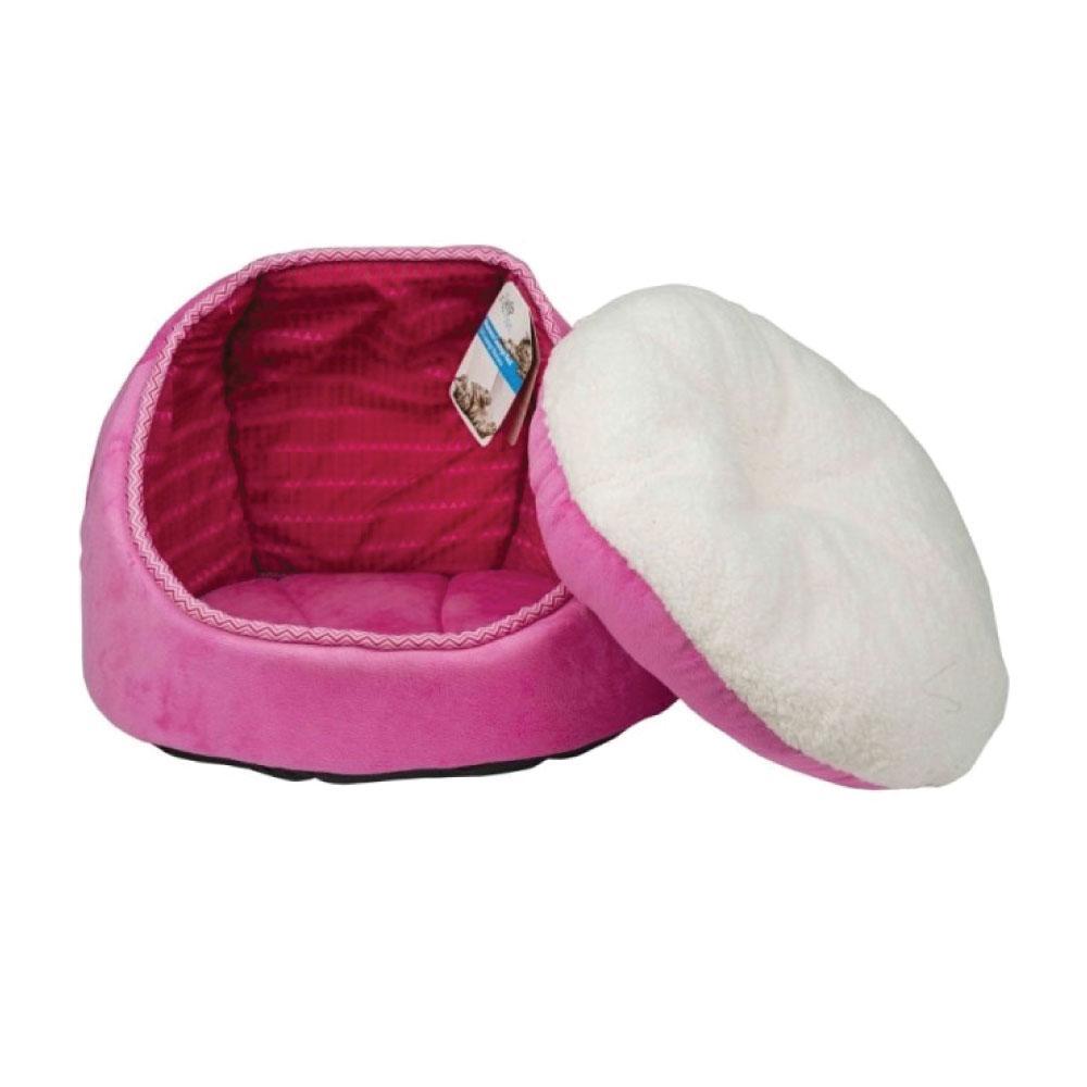 Cat Bed - Fleece Pink Monaco Lounge Couch Cave Plush Cushion Pet All For Paws
