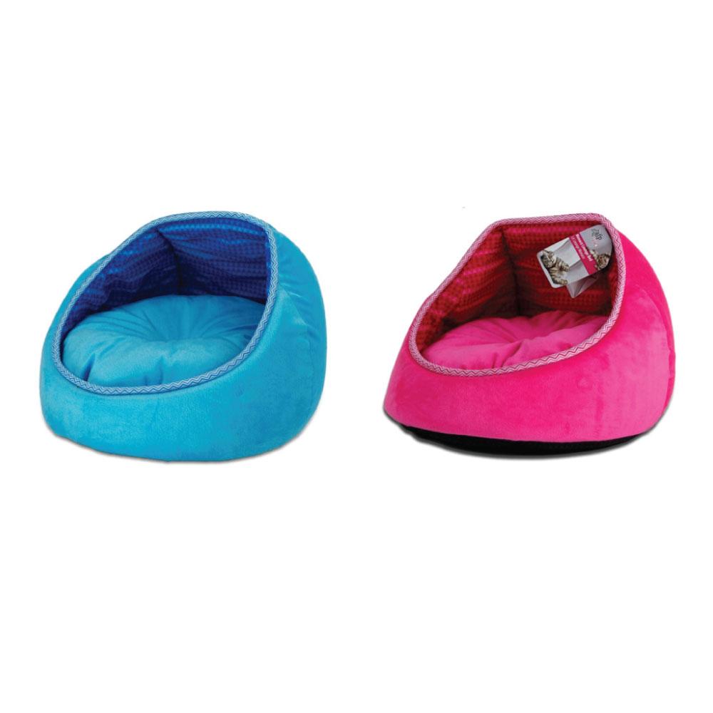 Cat Bed - Monaco Lounge Blue or Pink Fleece Couch Cave Plush Cushion
