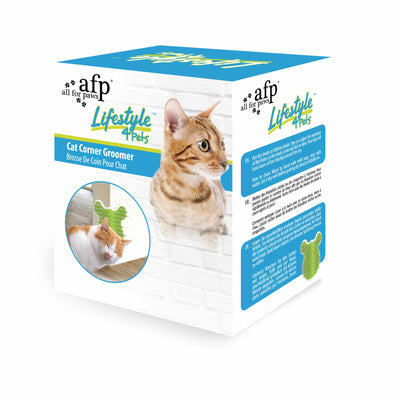 Cat Corner Groomer With Catnip - Wall Mounted Pet Self Comb Massager Brush