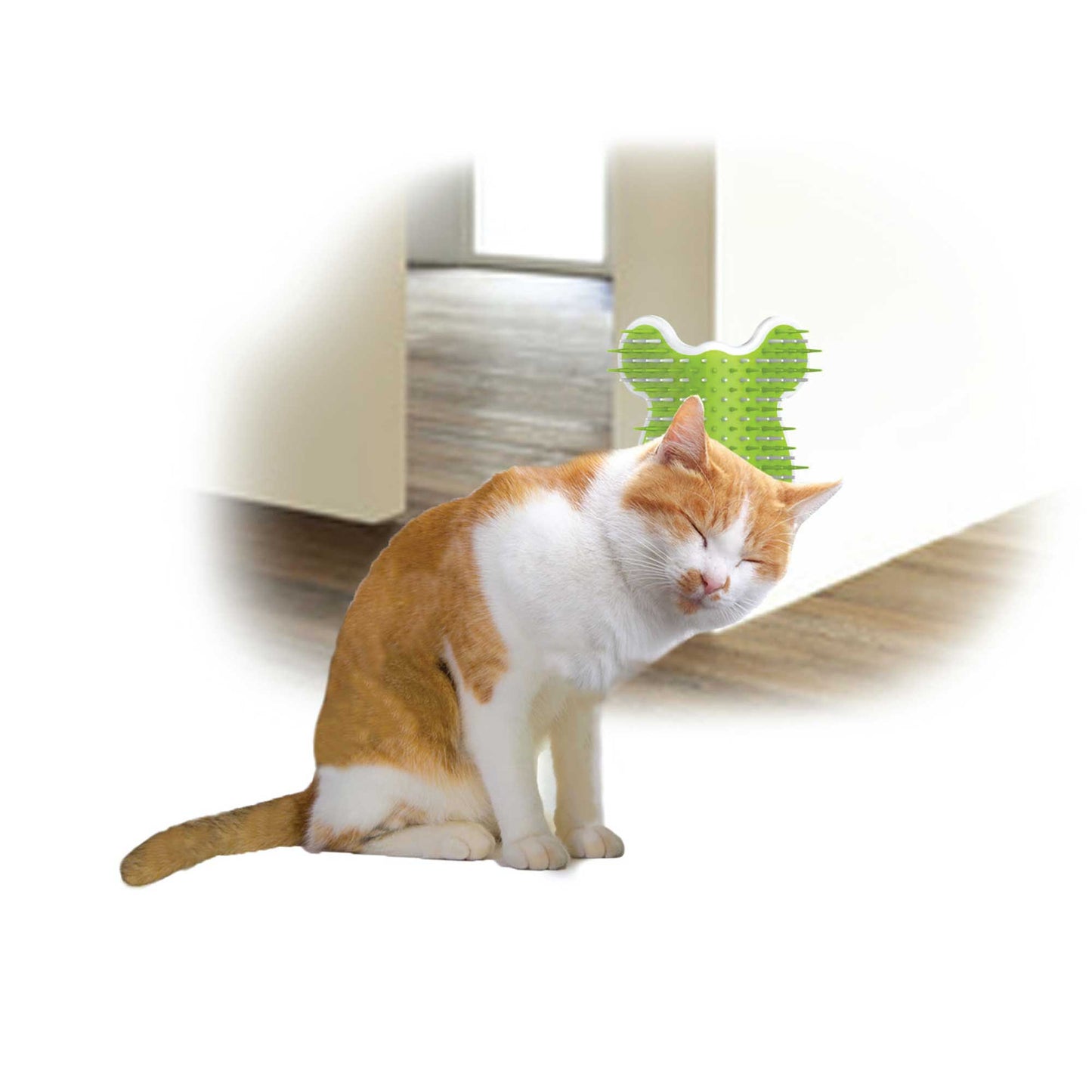 Cat Corner Groomer With Catnip - Wall Mounted Pet Self Comb Massager Brush