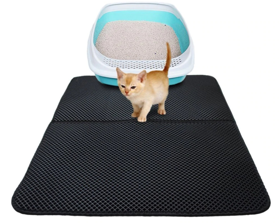 Cat Litter Pad - Double Layer Black Waterproof Dropping Catcher Pet Folding Mat