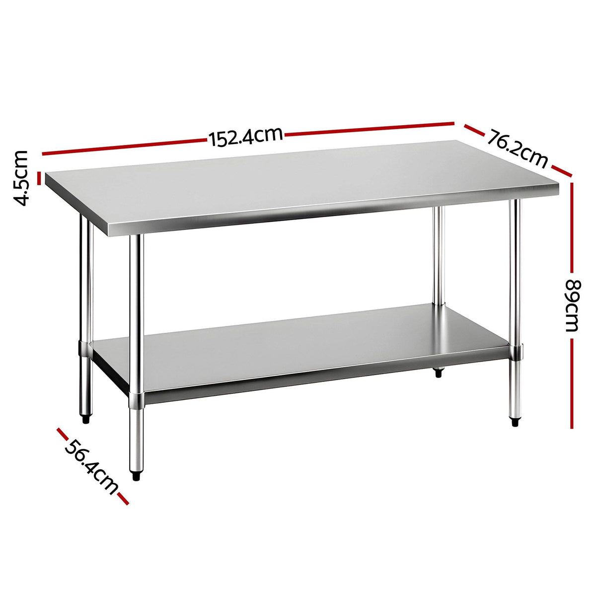 Cefito 1524x762mm Stainless Steel Kitchen Bench 430