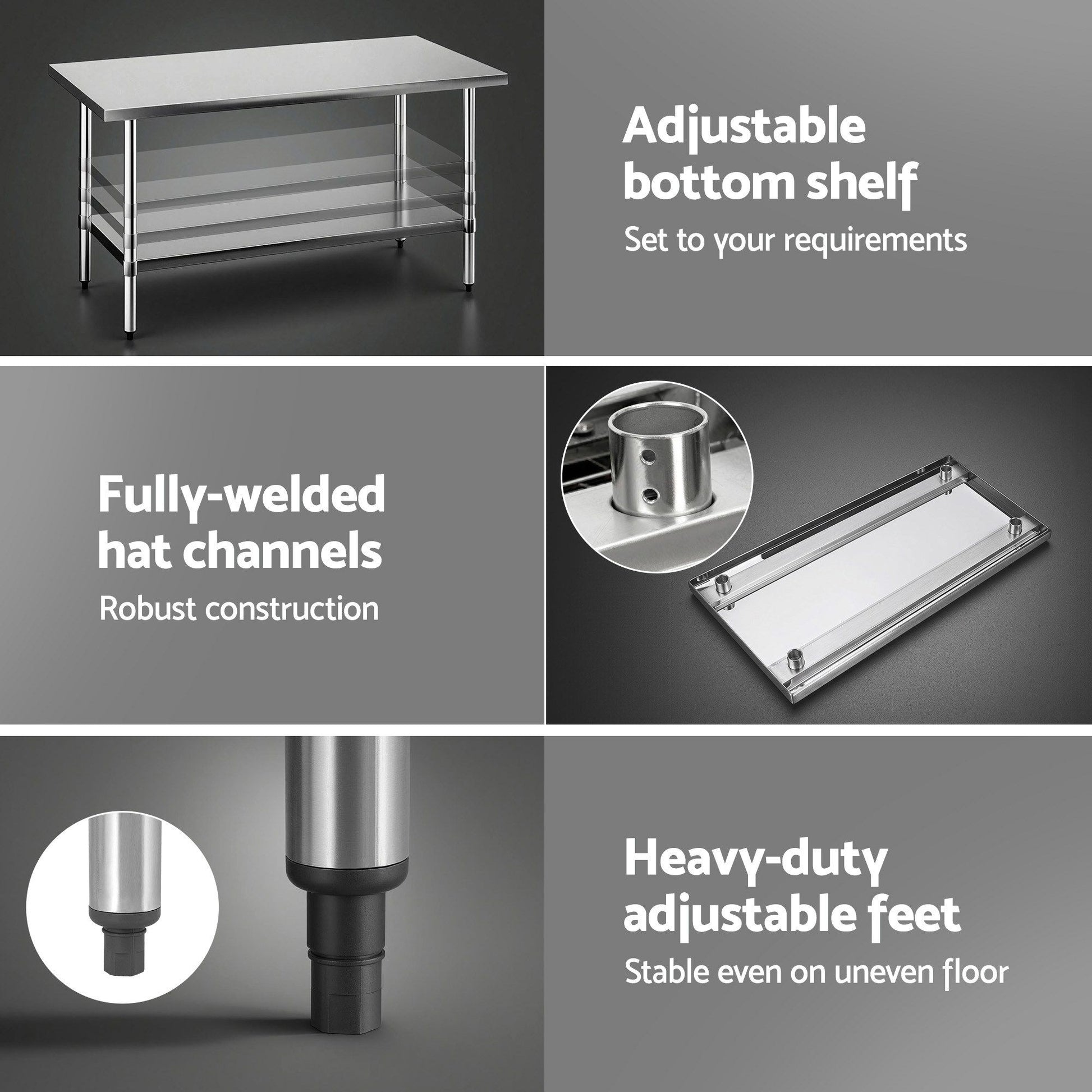 Cefito 1524x762mm Stainless Steel Kitchen Bench 430
