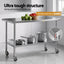 Cefito 1524x762mm Stainless Steel Kitchen Bench w/ Splashback Work Table Prep Bench Commercial 430