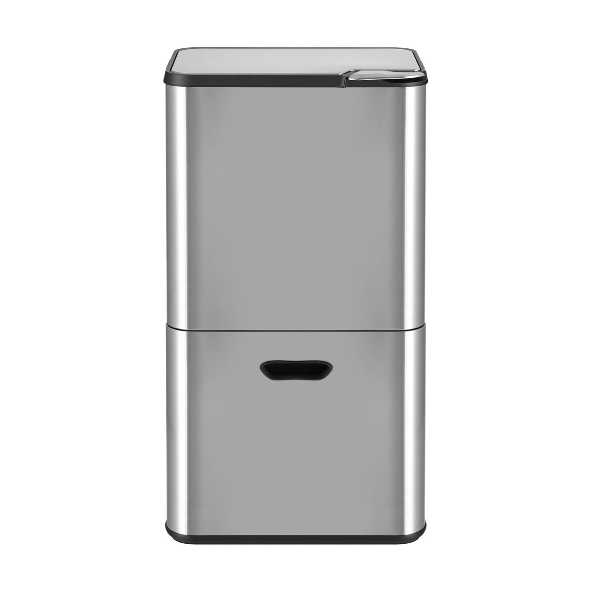 Cefito 63L Rubbish Bin 3 Compartment Stainless Steel Split Door Trash Can Silver
