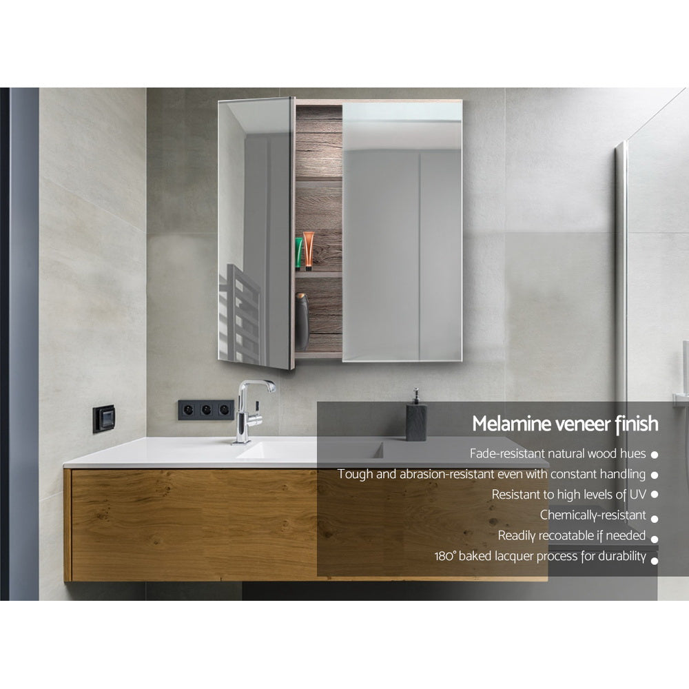 Cefito Bathroom Mirror Cabinet 600mm x720mm - Natural
