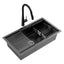 Cefito Stainless Steel Sink 70x45CM With Pull Out Mixer Tap Kitchen Basin Single Bowl Black