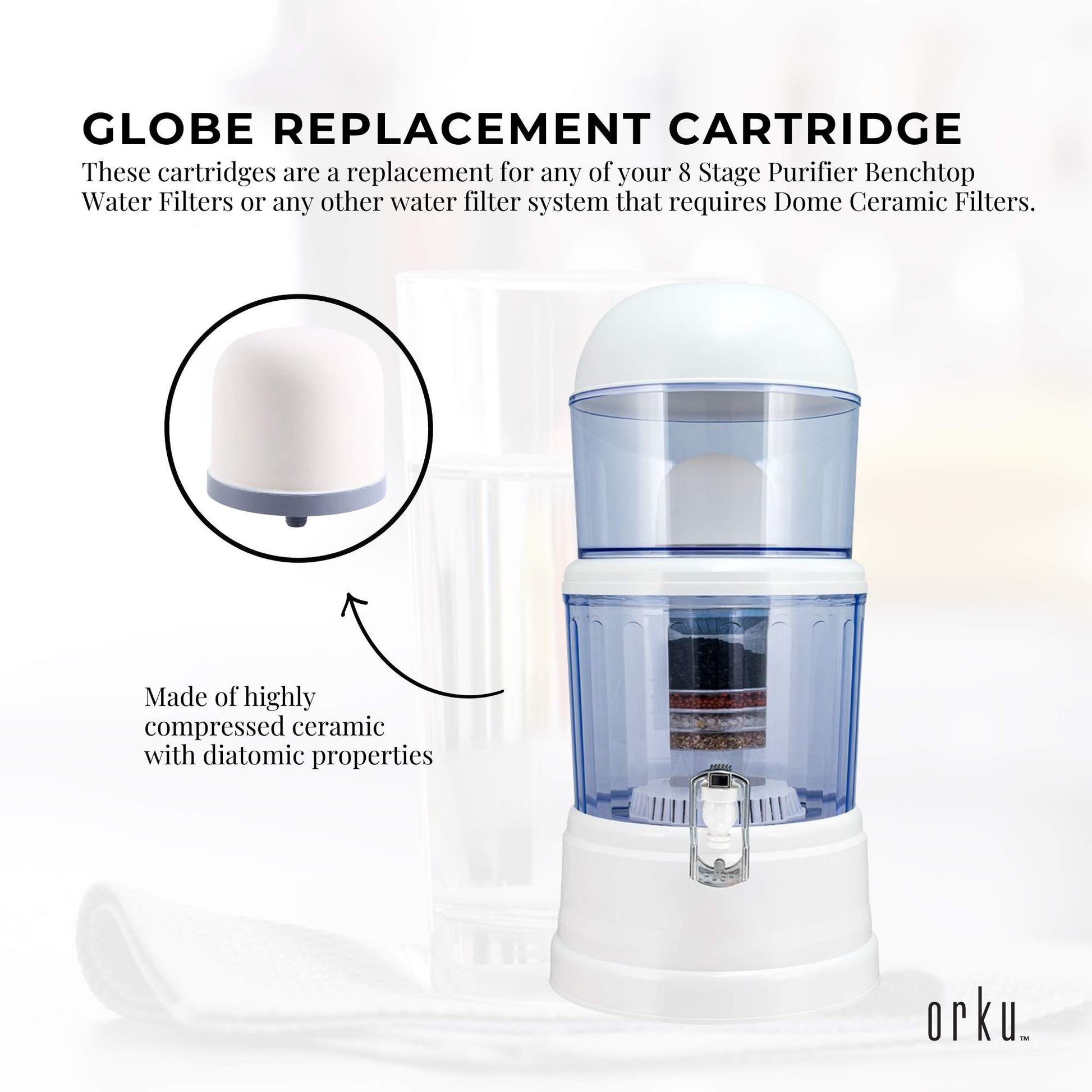 Ceramic Dome Globe Filter Cartridges - For 8 Stage Water Filters Purifiers Bulk
