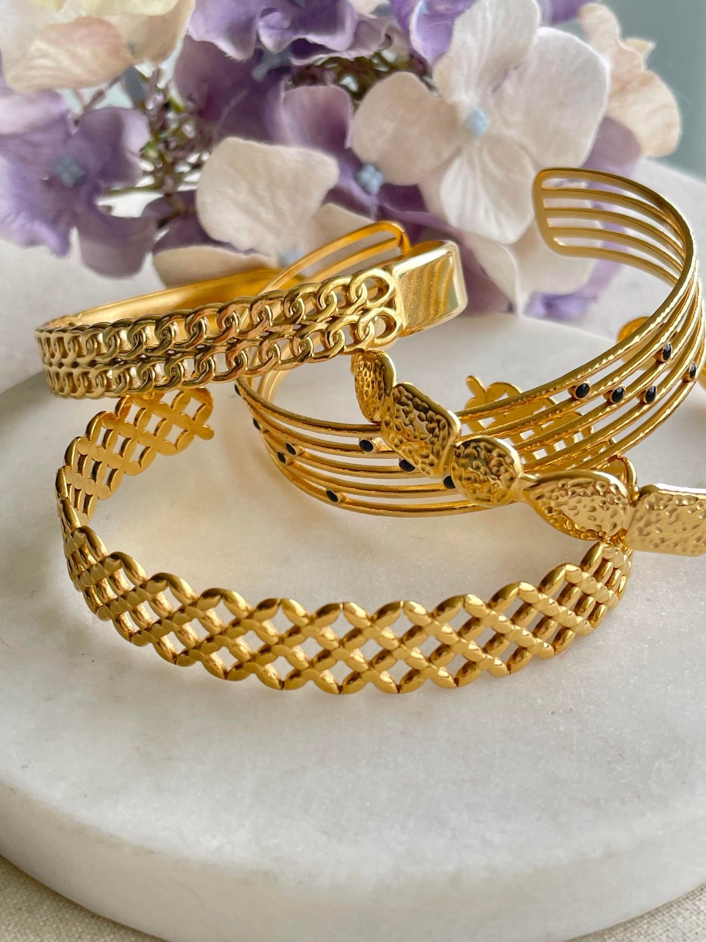 Chain lattice gold bangle – Tarnish Proof Jewellery