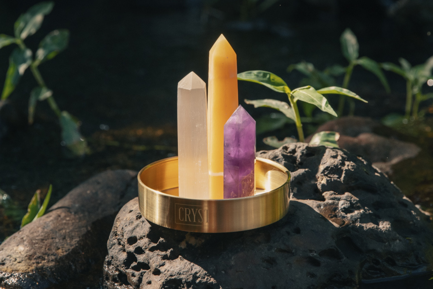 Clearing Energy Crystal Trio - Orange Calcite, Selenite + Amethyst