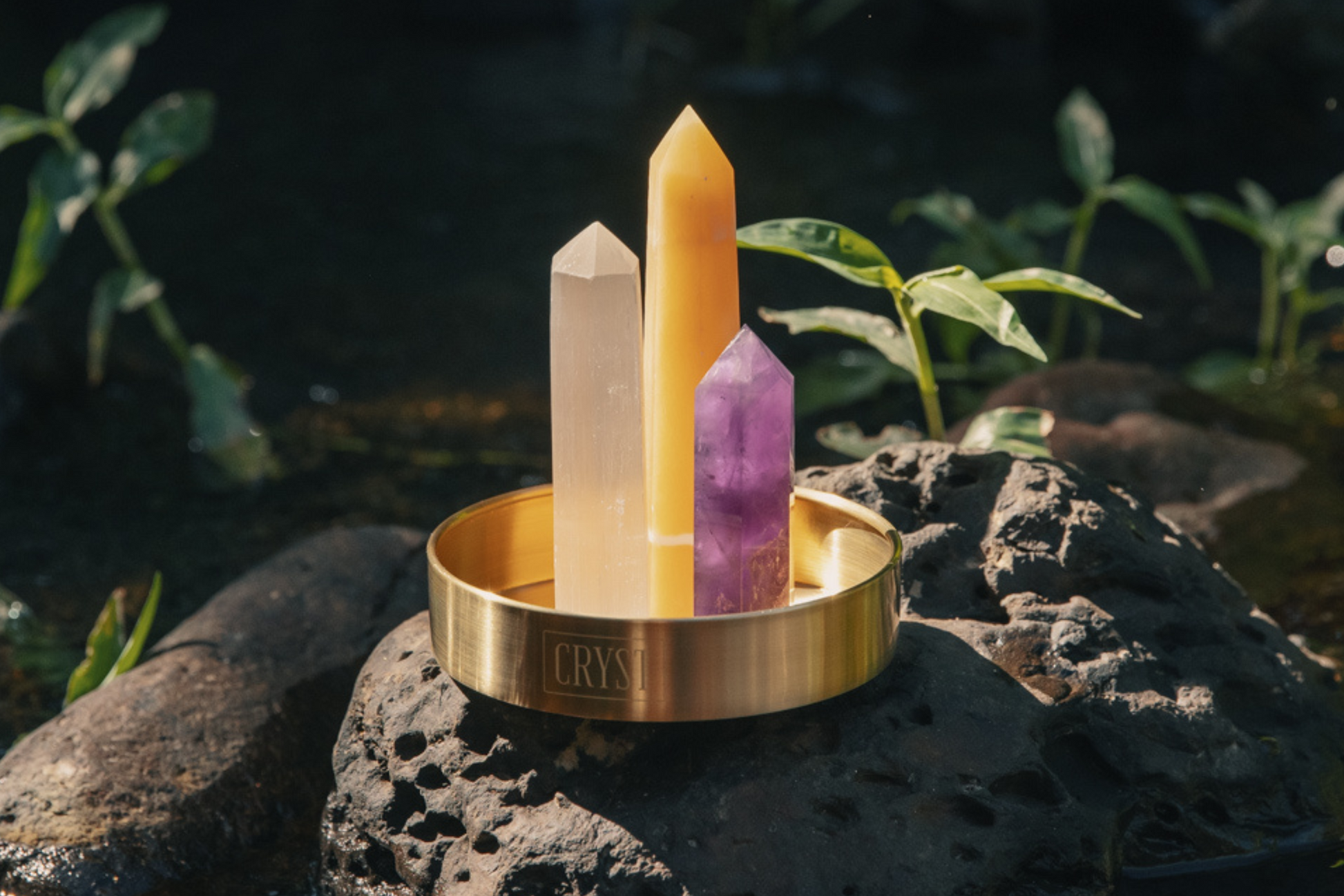 Clearing Energy Crystal Trio - Orange Calcite, Selenite + Amethyst