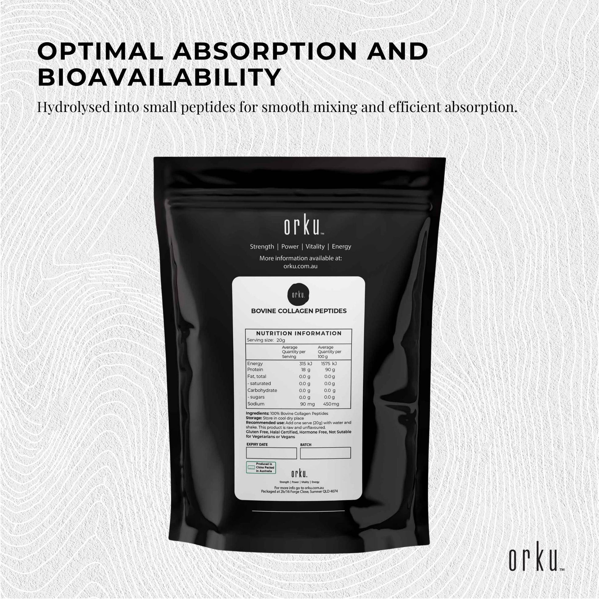 Collagen Powder - Bovine Hydrolysate Protein Peptide Supplement Unflavoured