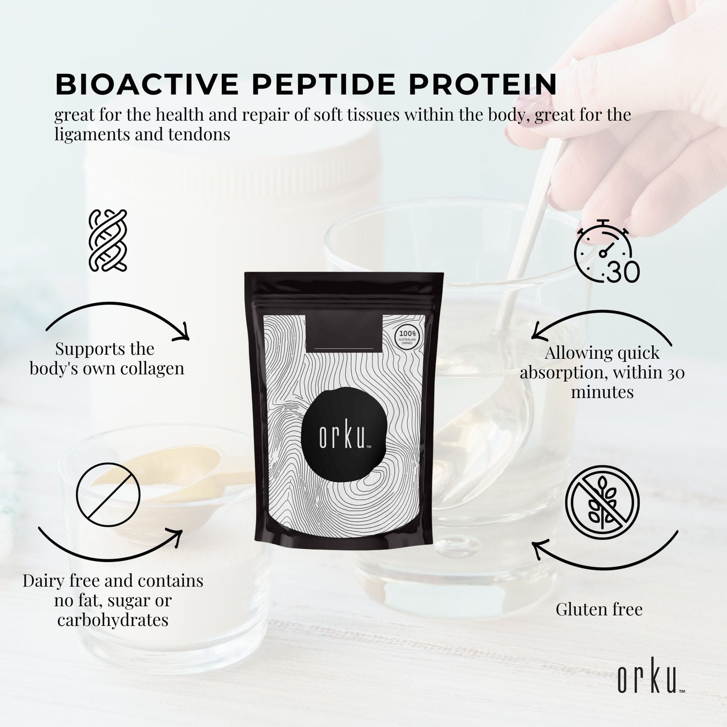 Collagen Powder - Bovine Hydrolysate Protein Peptide Supplement Unflavoured