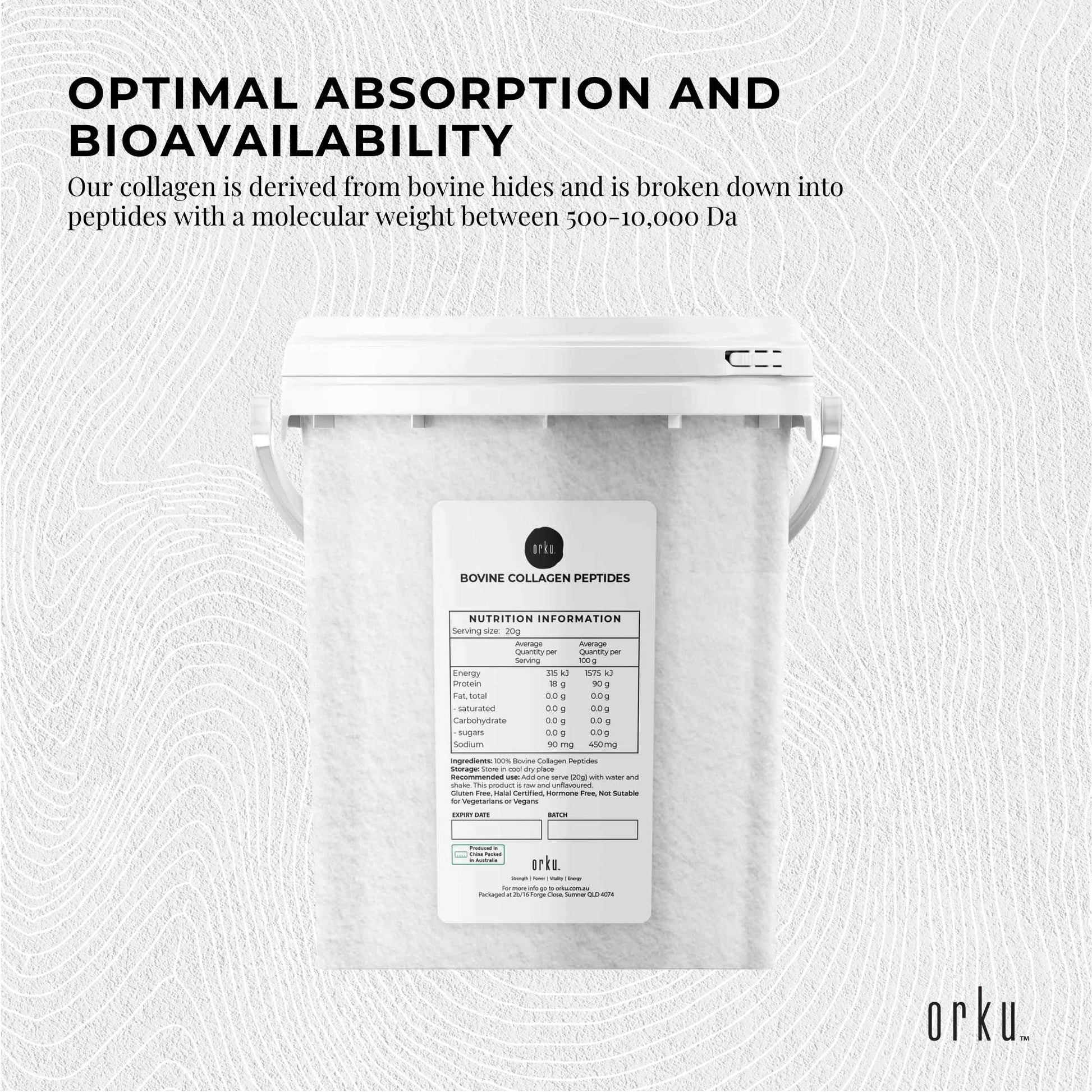 Collagen Powder Tub - Bovine Hydrolysate Protein Peptide Supplement Unflavoured