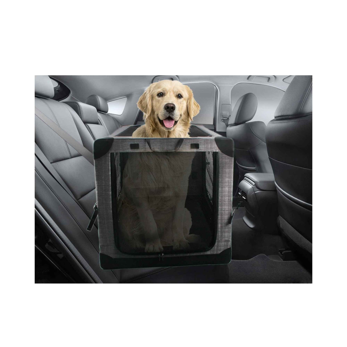 Collapsible Pet Travel Crate - Medium Dog Cat Soft Foldable Portable Car Carrier