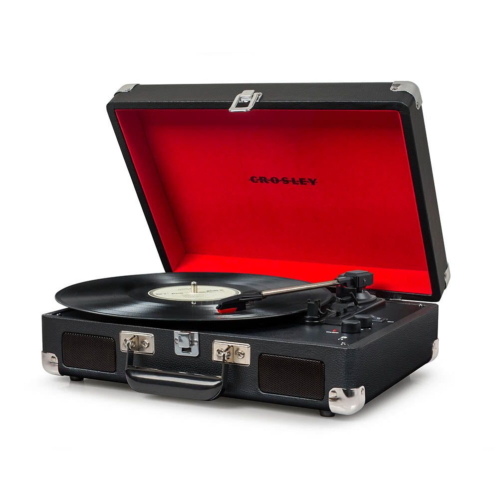 Crosley Cruiser Bluetooth Portable Turntable - Black + Bundled Majority D40X Bluetooth Speakers
