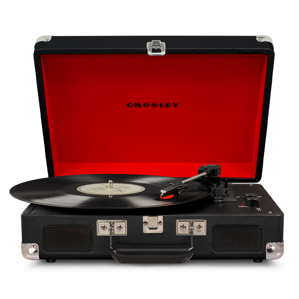 Crosley Cruiser Bluetooth Portable Turntable - Black + Gadhouse Vinyl Rack Bundle - Black