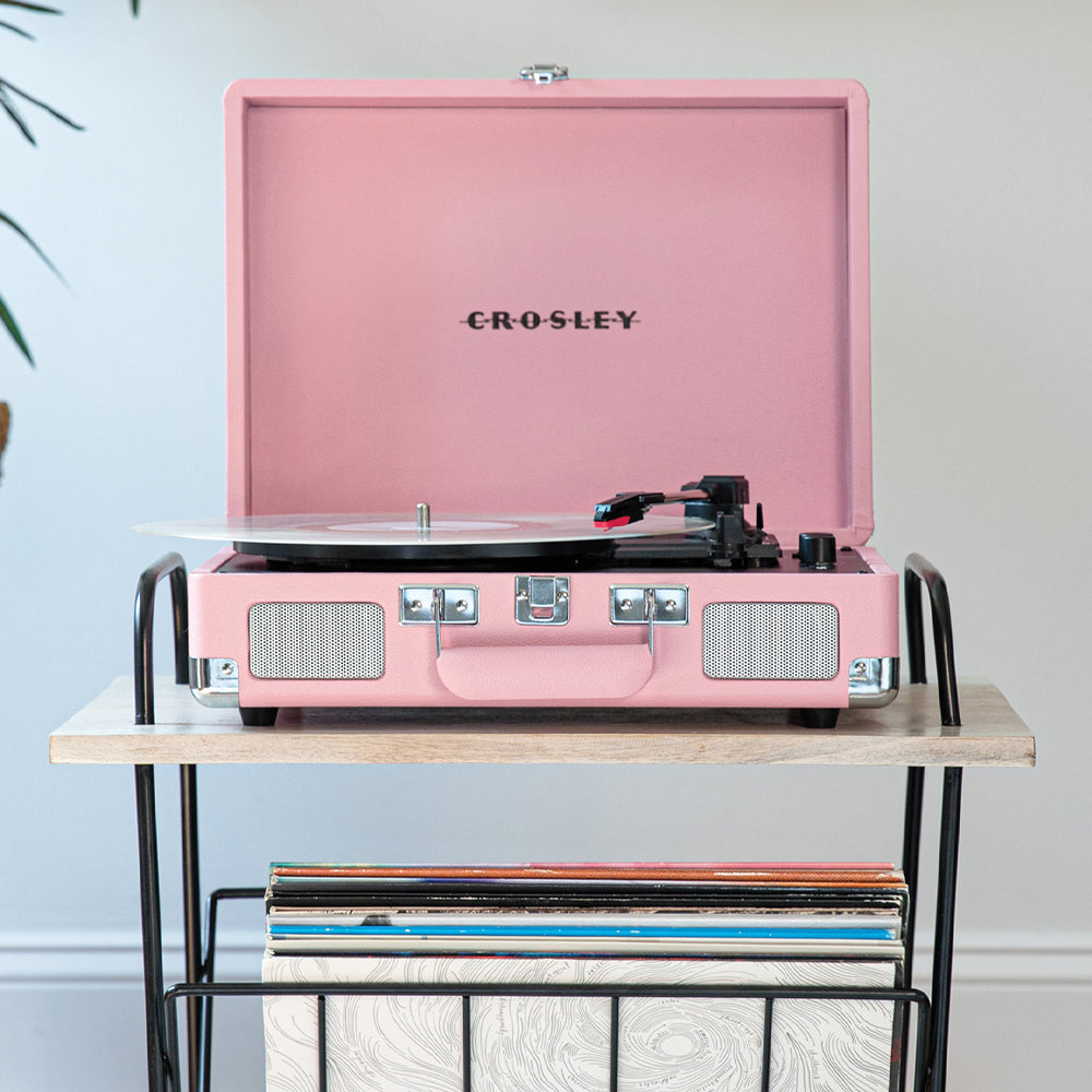 Crosley Cruiser Bluetooth Portable Turntable - Blush Pink + Bundled Majority D40X Bluetooth Speakers