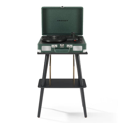 Crosley Cruiser Bluetooth Portable Turntable - Emerald Green + Crosley Entertainment Stand Bundle