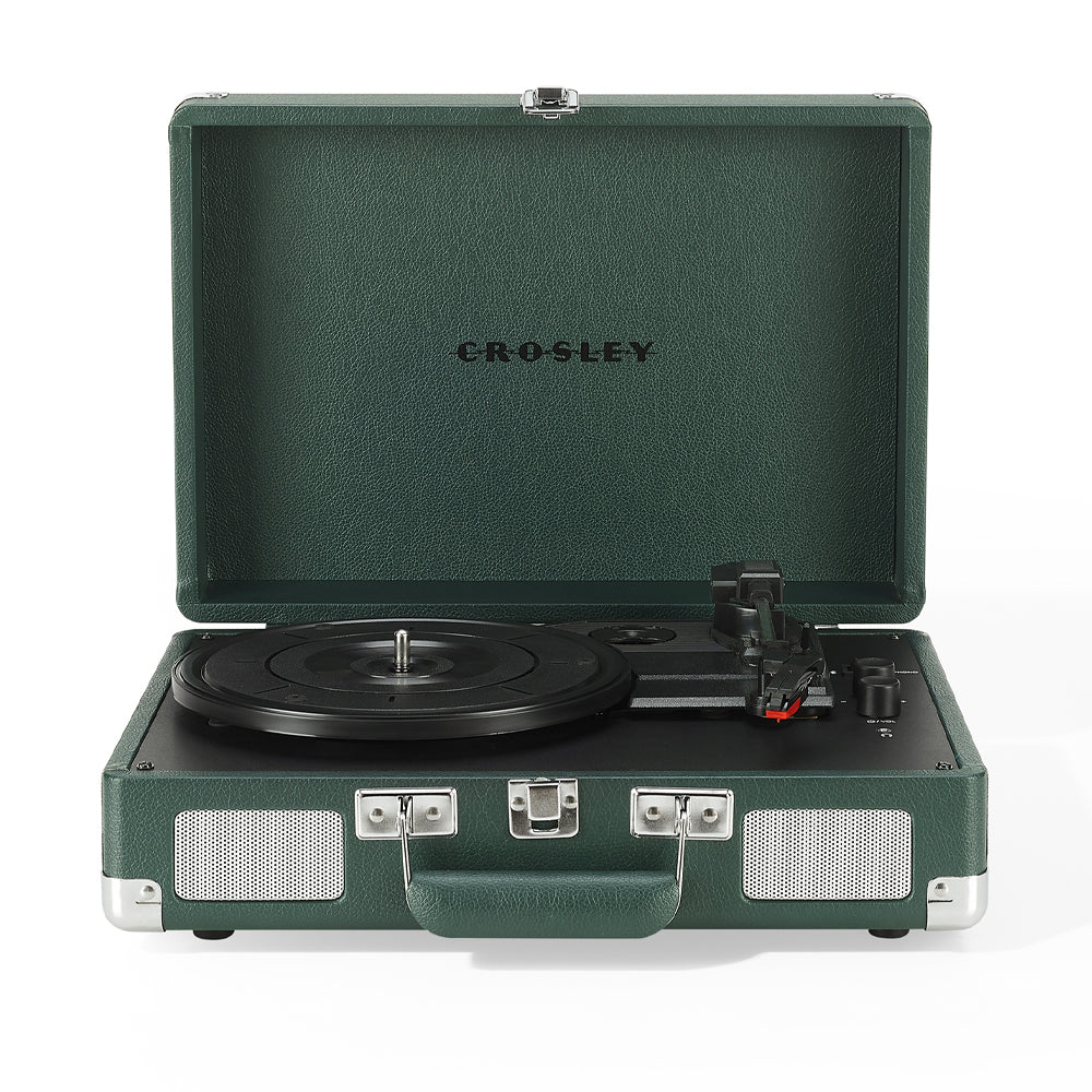 Crosley Cruiser Bluetooth Portable Turntable - Emerald Green + Gadhouse Vinyl Rack Bundle - Black