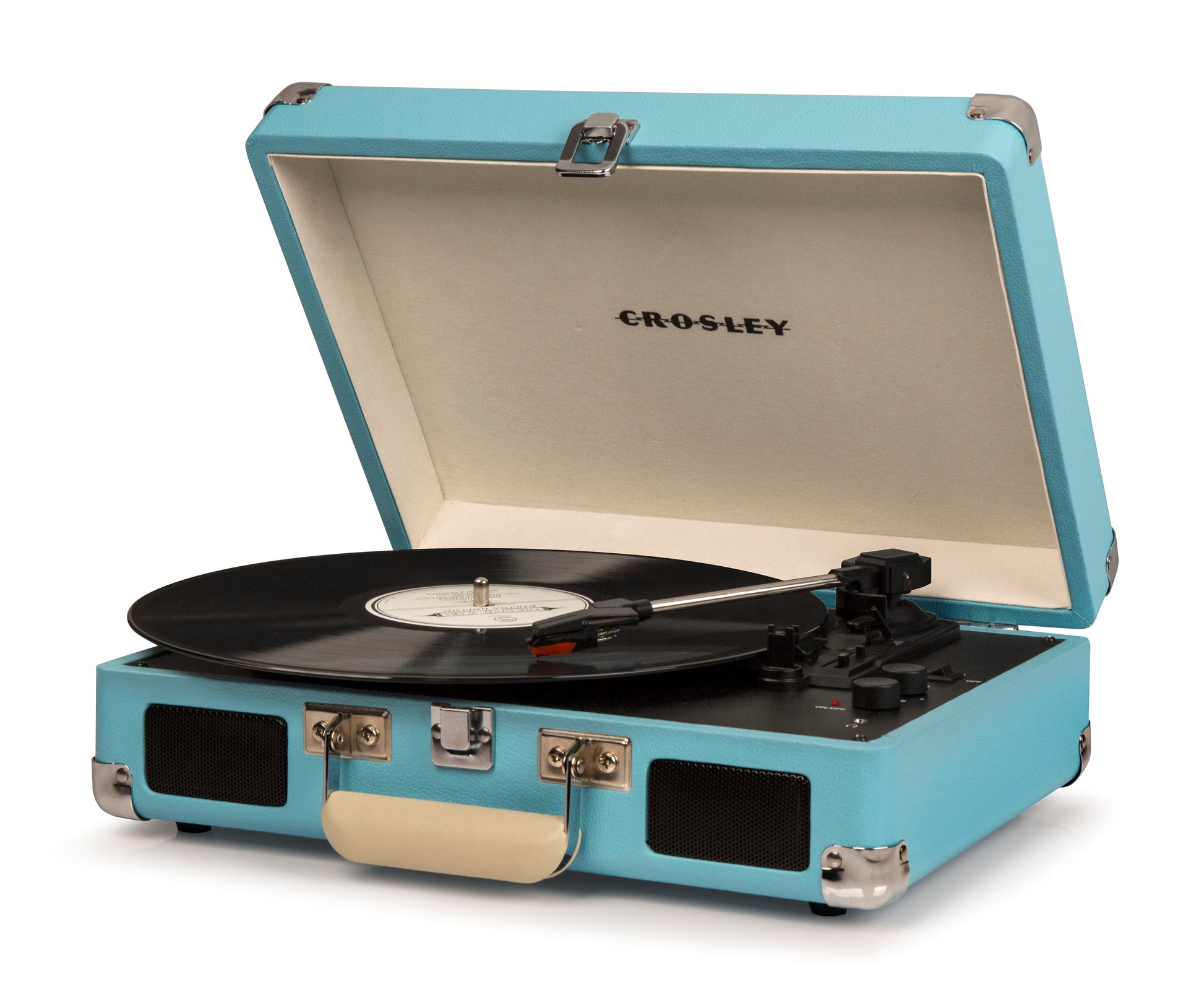 Crosley Cruiser Bluetooth Portable Turntable - Turquoise + Bundled Majority D40X Bluetooth Speakers
