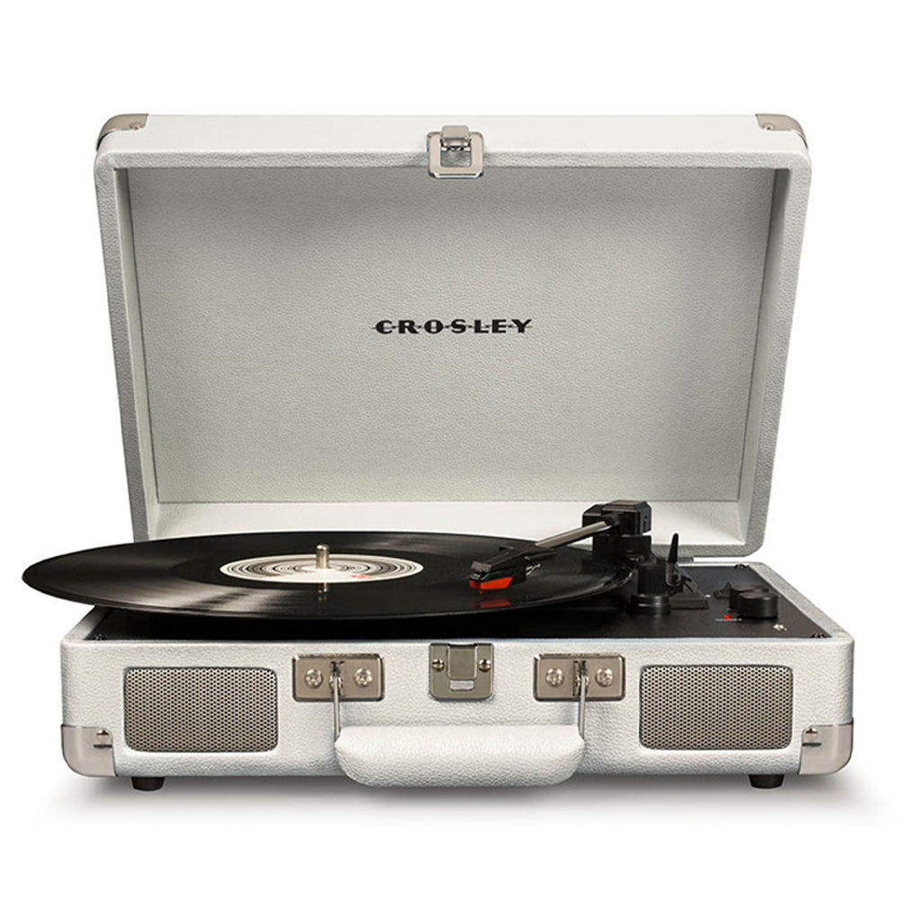 Crosley Cruiser Bluetooth Portable Turntable - White Sands + Gadhouse Vinyl Rack Bundle - Black