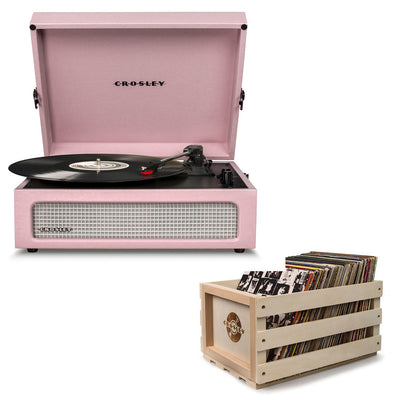 Crosley Voyager Amethyst - Bluetooth Portable Turntable & Record Storage Crate
