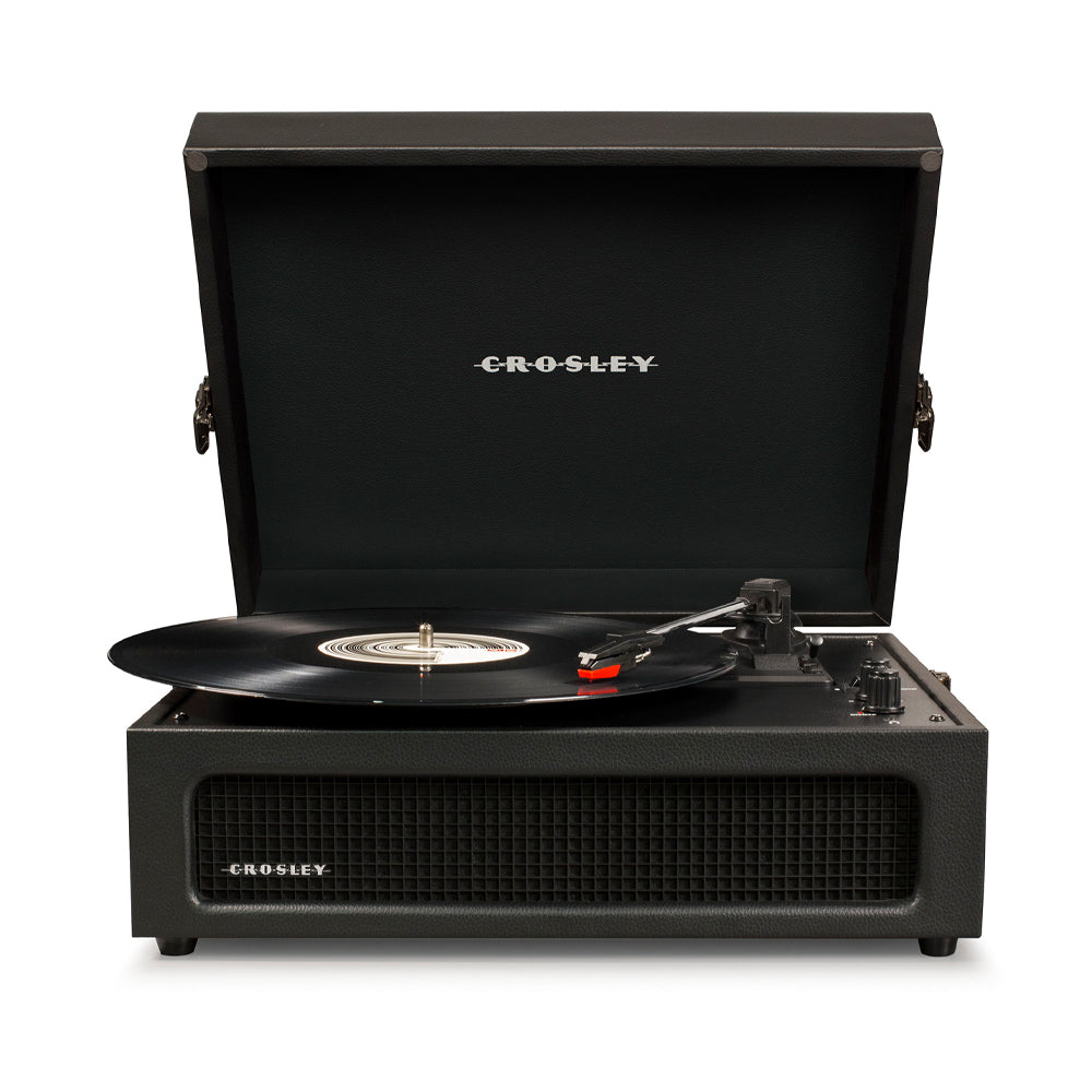 Crosley Voyager Bluetooth Portable Turntable - Black + Gadhouse Vinyl Rack Bundle - Black