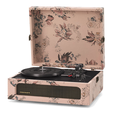 Crosley Voyager Bluetooth Portable Turntable - Floral + Bundled Majority D40X Bluetooth Speakers - Black