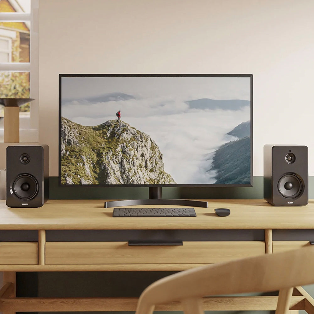 Crosley Voyager Bluetooth Portable Turntable - Floral + Bundled Majority D40X Bluetooth Speakers - Black