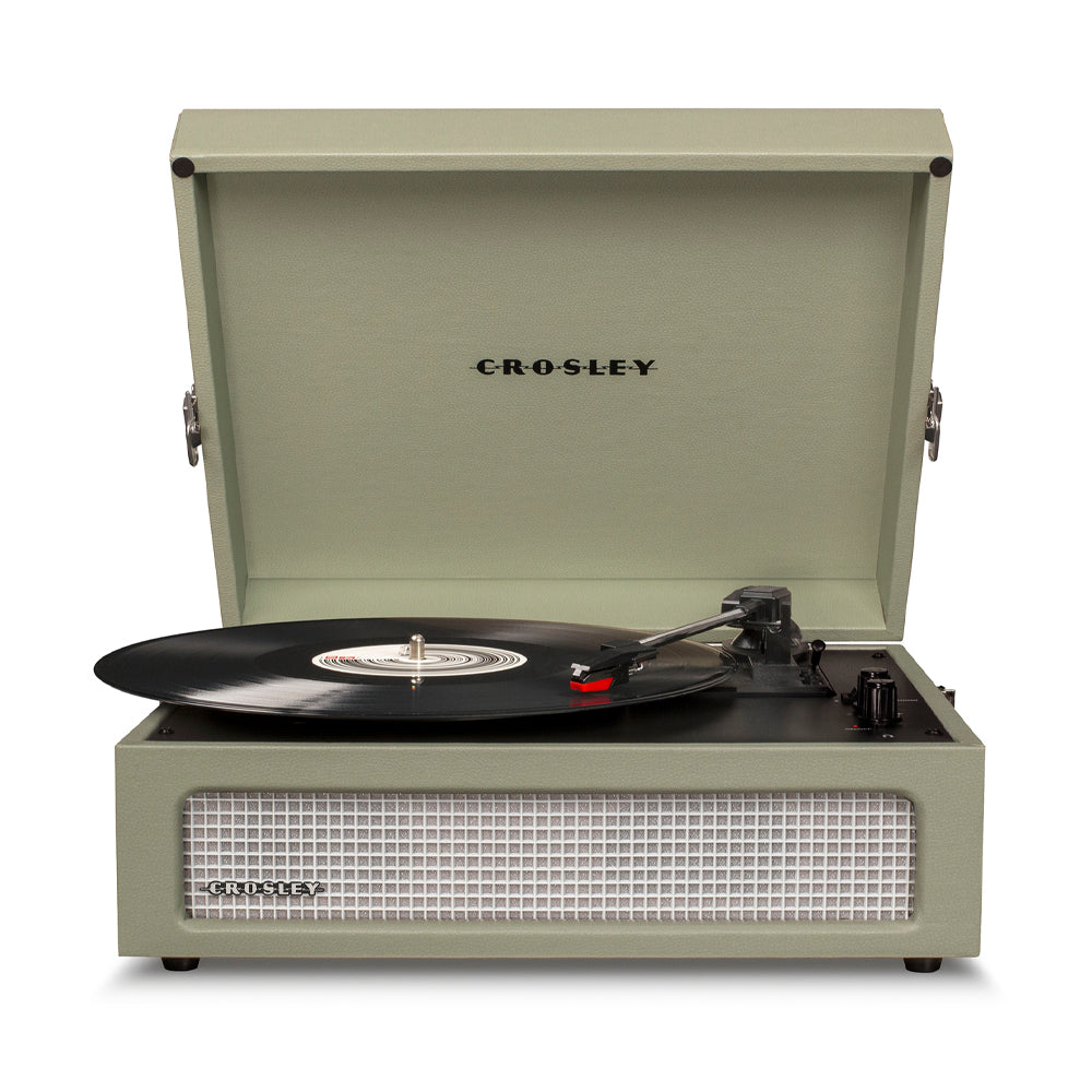 Crosley Voyager Bluetooth Portable Turntable - Sage + Gadhouse Vinyl Rack Bundle - Black