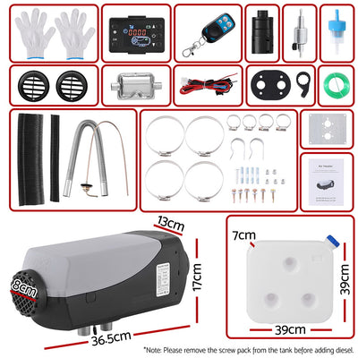 12V 5KW Diesel Heater with Remote Control LCD Display 10L Fuel Tank Quick Heat