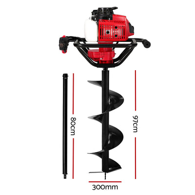 Giantz Petrol Post Hole Digger Drill 92CC Motor Fence Extension Auger Bits Borer