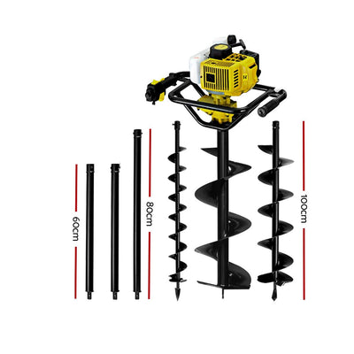 Giantz Post Hole Digger 92CC Petrol Auger Diggers Drill Borer Fence Earth Power