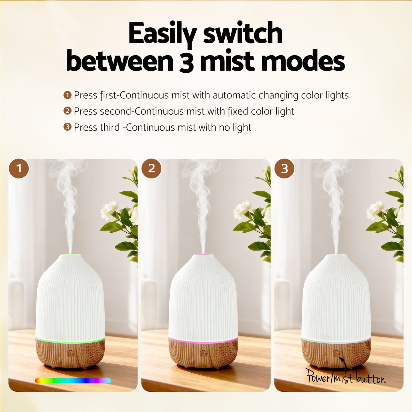 Devanti Ultrasonic Aroma Diffuser Aromatherapy 100ml LED Lights Iron Humidifier Forest
