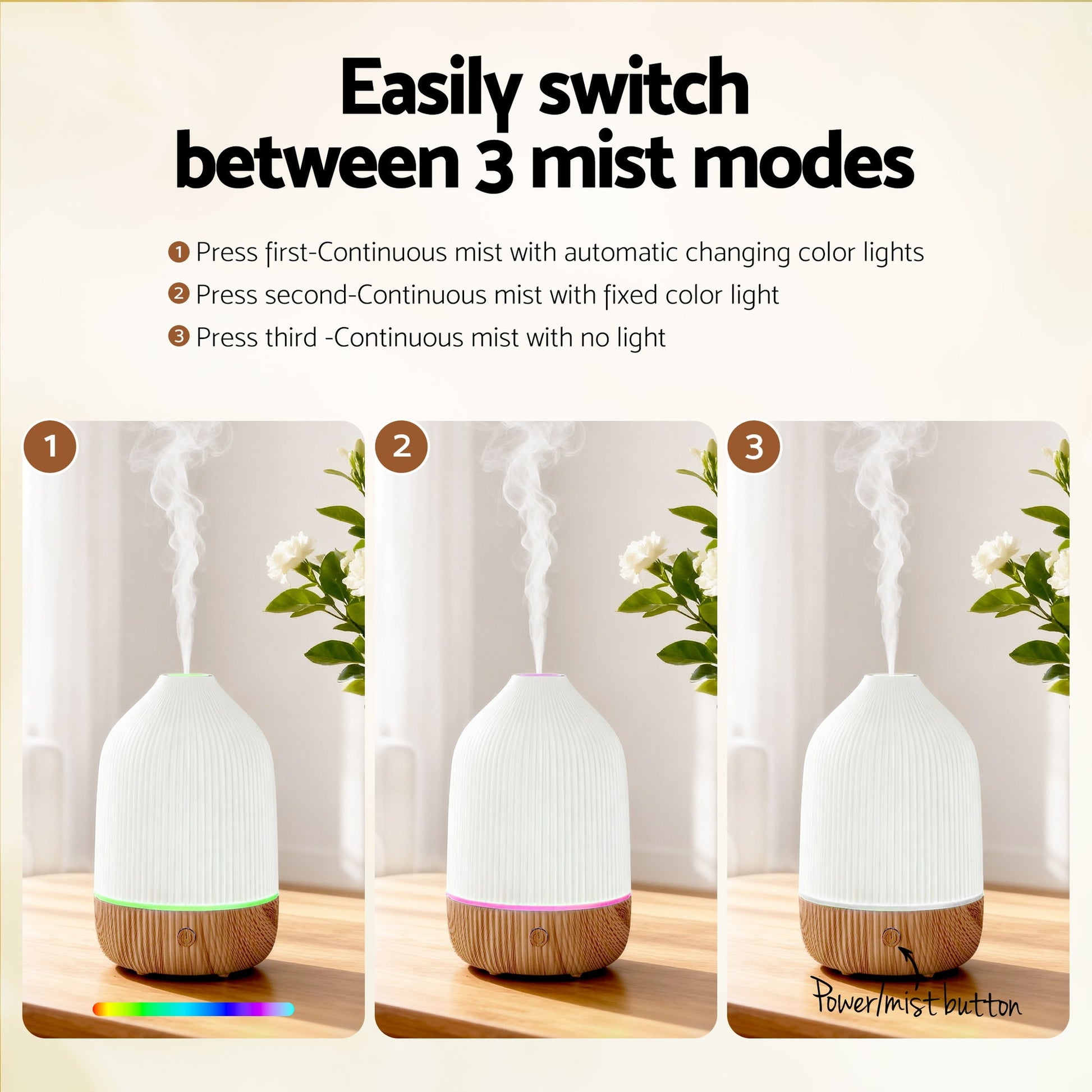 Devanti Ultrasonic Aroma Diffuser Aromatherapy 100ml LED Lights Iron Humidifier Forest