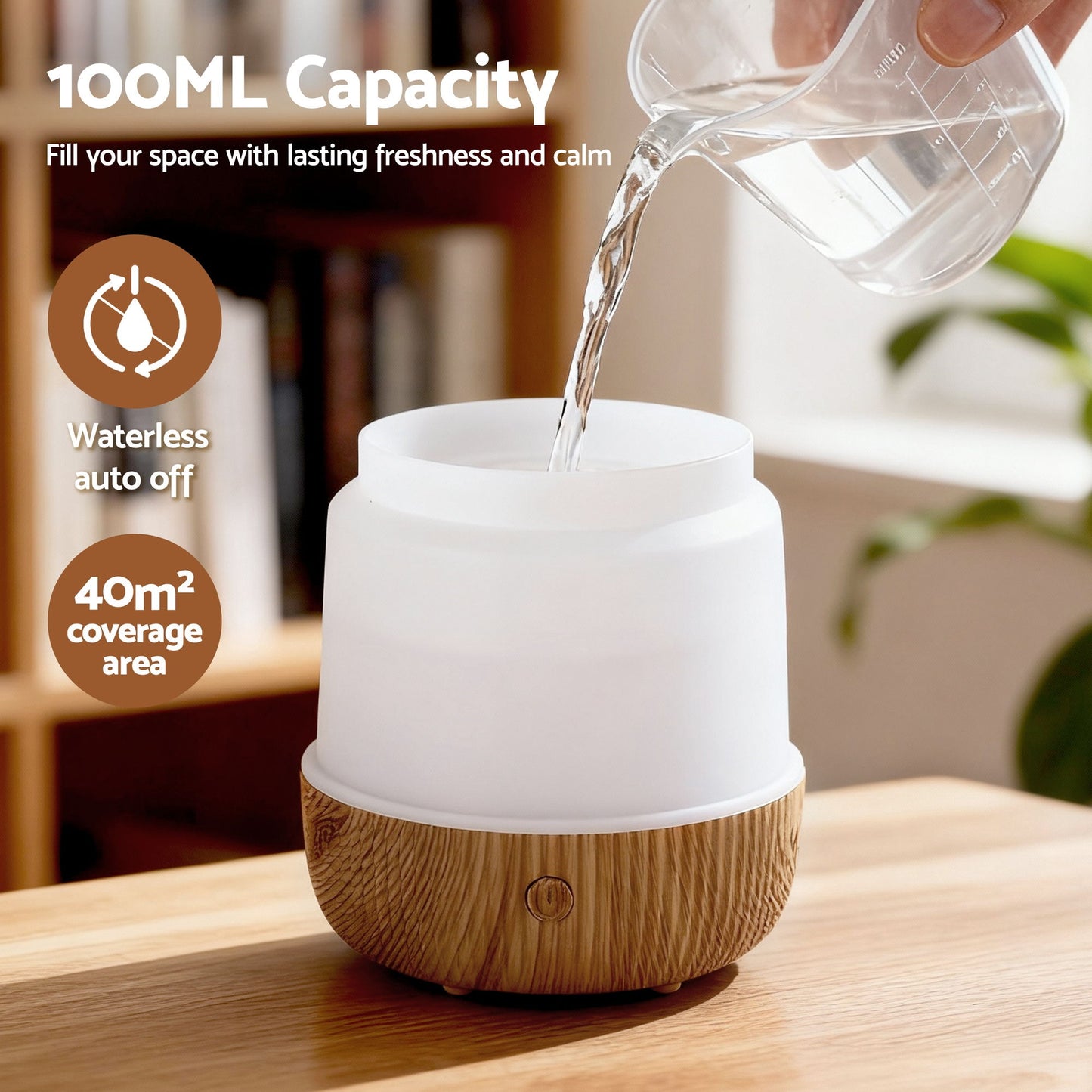 Devanti Ultrasonic Aroma Diffuser Aromatherapy 100ml LED Lights Iron Humidifier Forest